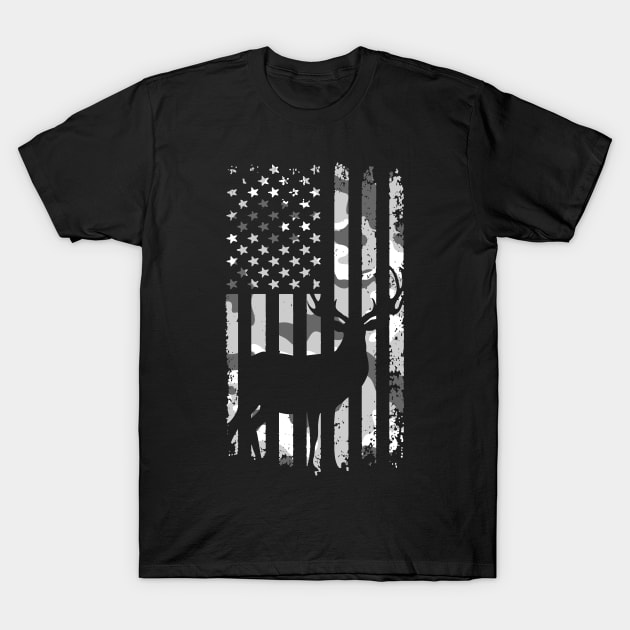 Camo Deer Hunting Flag T-Shirt by Etopix